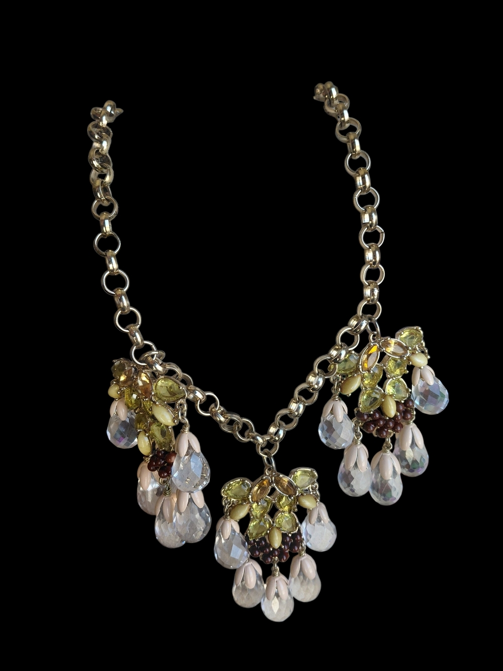 Vintage-style Statement Necklace With Crystal Drops